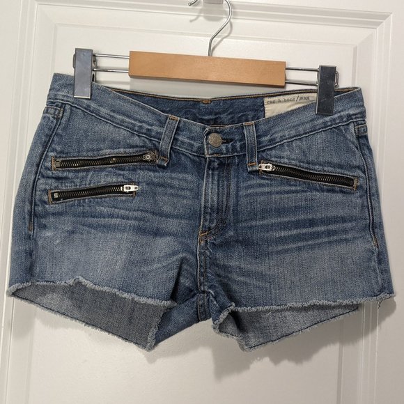 rag & bone Jean Shorts with Unfinished Hem and Zipper Details - Picture 1 of 3